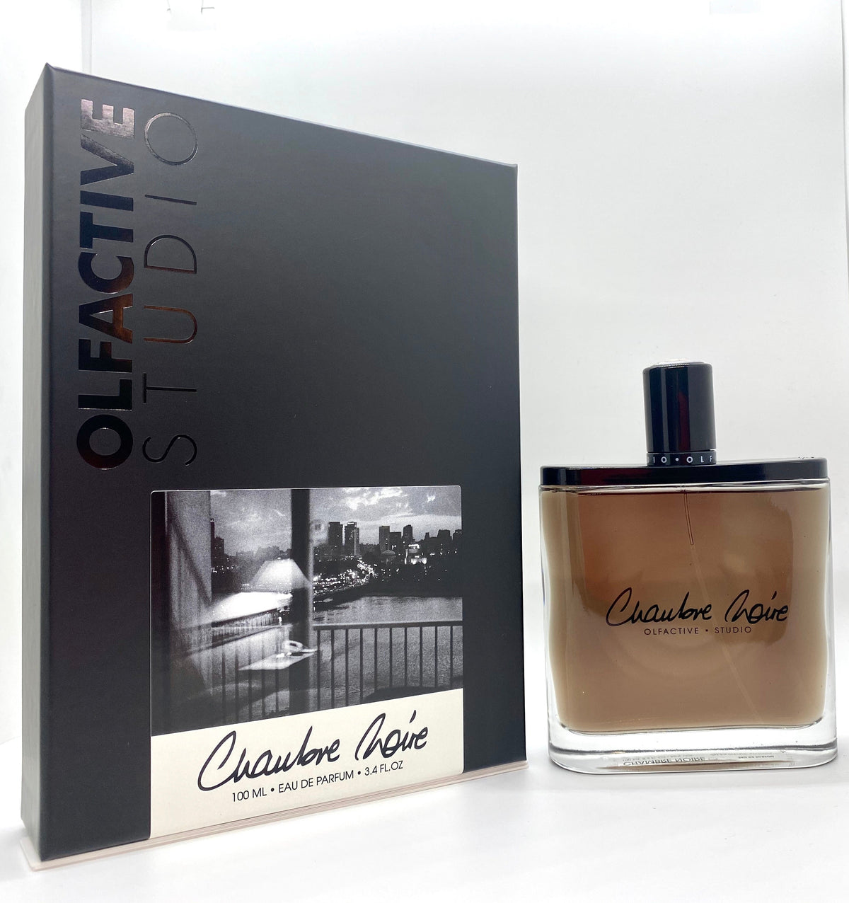 Olfactive Studio Chambre Noire eau de parfum 100 ml, flaska och förpackning