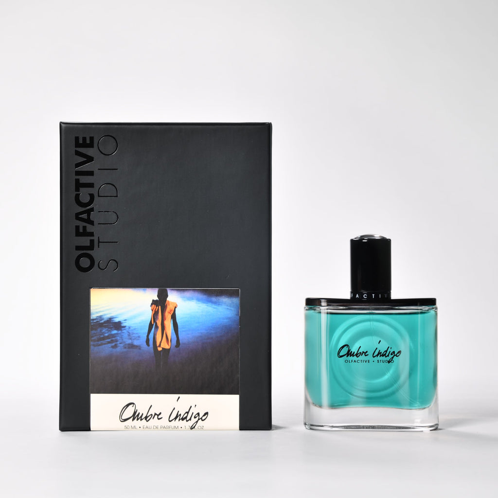 Olfactive Studio Ombre Indigo eau de parfum 50 ml, flaska och förpackning