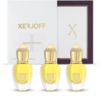Xerjoff Discovery Set I med Cruz Del Sur II, Erba Pura och Uden Overdose, tre miniatyrer 15 ml