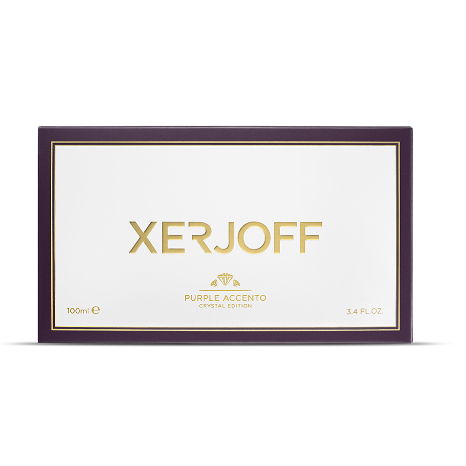 Xerjoff Purple Accento Crystal Edition kartong och flaska